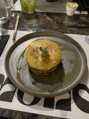 Vegan moussaka  at Almond in Paros
