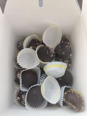 Vegan chocolate balls at AZKA Healthy Desserts in Amman