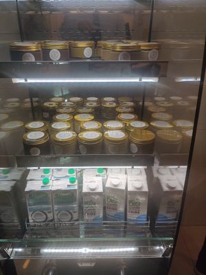 Nut butters and plant milks at AZKA Healthy Desserts in Amman