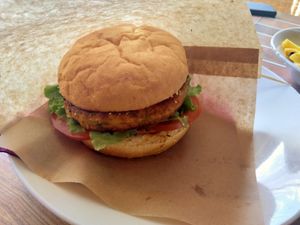 Vegi burger: good choice! at Restavracija Kramar in Bohinjsko Jezero