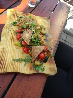 Starter plate with fried tofu at Restavracija Kramar in Bohinjsko Jezero