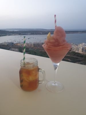 Dark and Stormy & Frozen Stawberry Daiquiri at Sea View Cafe in Mellieha