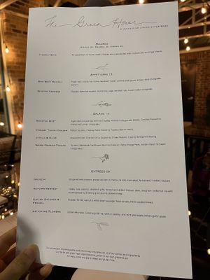 Feb 2022 menu  at The Green House in Wilmington