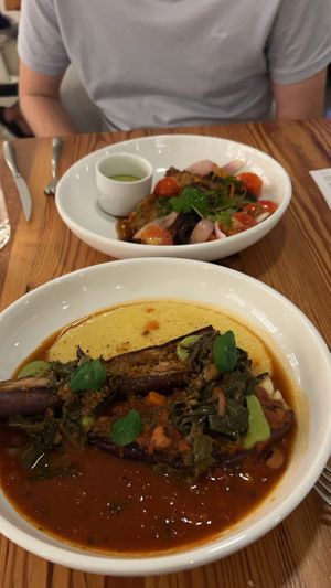 Lions mane dish and eggplant dish   at The Green House in Wilmington