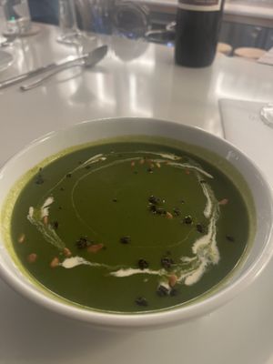Spinach soup. Delicious  at The Green House in Wilmington