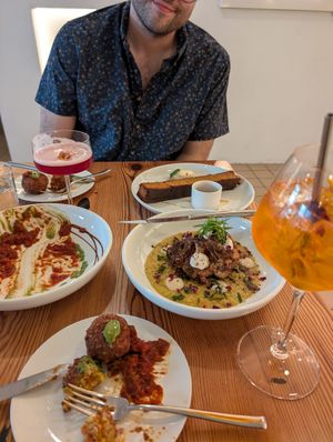 fried arancini, sweet cornbread, smoked cauliflower at The Green House in Wilmington
