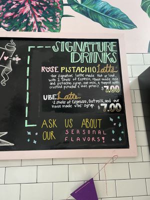 Signature Drinks menu  at Valkyrie Doughnuts in St Petersburg