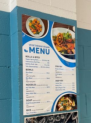 Vegan menu  at Ba-Mi  in Mount Gambier