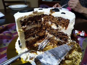 Marshall cake. Oreo cake with Oreo creme frosting at Fatcat Baking in Syracuse