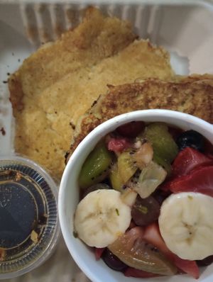 Pancakes and fruit! at Fatcat Baking in Syracuse