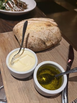 Bread service with butter and olive oill  at Tartine Bistro in Rocky River