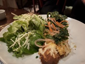 Blackened tofu Tartine, very yummy, comes with side salad.  at Tartine Bistro in Rocky River