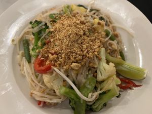 Vegan Pad Thai with extra peanuts  at Thai Sweet Basil in Andover
