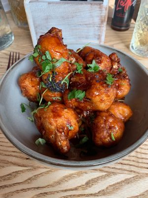 Cauliflower wings with Korean sauce- delicious!! at The Bonnington in Edinburgh