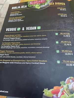 Menu   at La Famiglia in Zadar