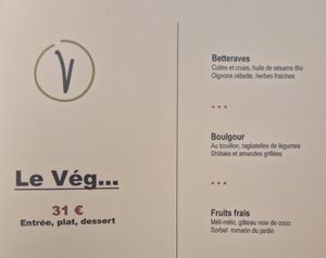 La proposition de menu vegan en juillet 2024 at HO' Gastronome in St-germain-du-bois