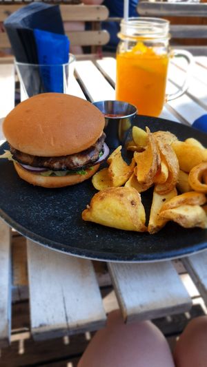 Vegan portobello burger and passion fruit lemonade 👌 at Kablys - Jūra in Palanga