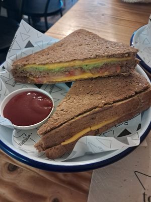 Breakfast guacamole toast at toastable. in Amsterdam