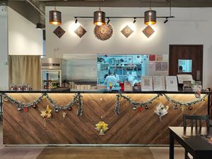 restaurant interior and payment counter  at Nagara Thai Gold in Central Singapore