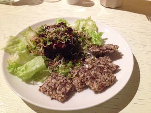 raw entree - beetroot Pate  at Botanique in Vilnius