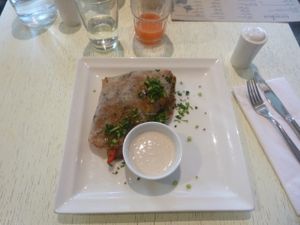 Crepe with lots of vegetables inside at Botanique in Vilnius