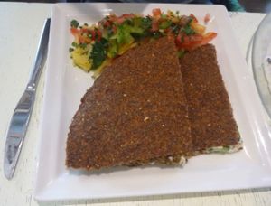 Raw bread "sandwich" at Botanique in Vilnius