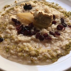 vegan pear risotto at Botanique in Vilnius