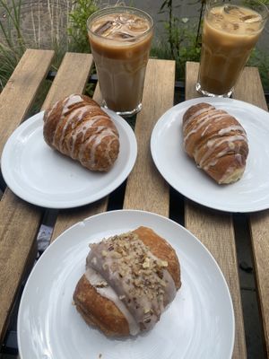 vegan croissants & iced coffee at Massolit Books & Café in Krakow