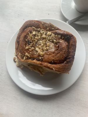 cinnamon bun at Massolit Books & Café in Krakow