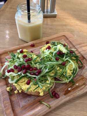 Vegan Routine breakfast and fruit ninja smoothie   at La Birou Bistro in Brasov