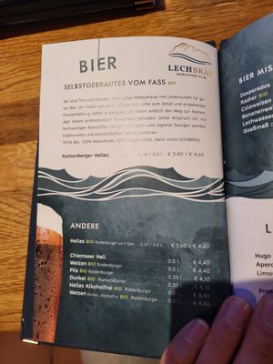 Homebrewed Katzenberger beer at Schiffwirtschaft in Fuessen