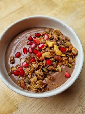 Coffee smoothie bowl at Copper + Cloves @ Organic World in Bangalore