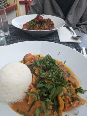Thai curry and risotto, beautiful! at Friend's Bistro in Westport
