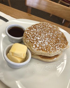 Pancakes with vegan butter and syrup  at No Reservations in Galloway