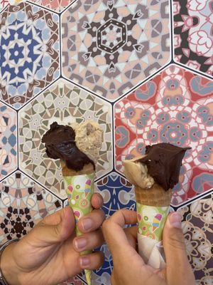 Gelato buonissimo! Molta scelta di gusti vegani e cono vegano senza glutine  at Gelateria il Masgalano in Siena