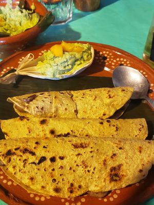 Fajitas con vegetales at La Gruta Teotihuacan in San Juan Teotihuacan