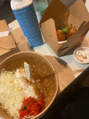 "Beef" curry and the Karage chickn at Tsuchi Cafe in Toronto