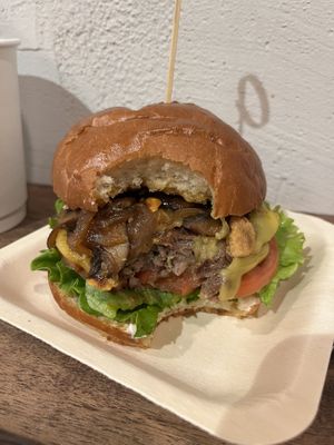 Classic burger  at Tsuchi Cafe in Toronto