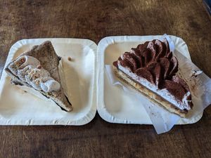 Earl Grey chestnut cake and Tiramisu tart at Tsuchi Cafe in Toronto