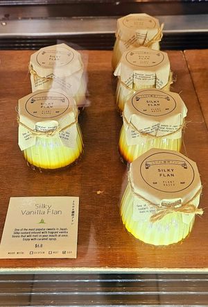 Silky vanilla flan at Tsuchi Cafe in Toronto