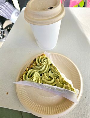 Pistachio Matcha Tart at Tsuchi Cafe in Toronto