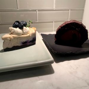 Cheesecake and chocolate roll   at Tsuchi Cafe in Toronto