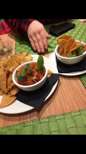 House made chips, salsa and guacamole. at El Pueblito Mexican in Bracebridge