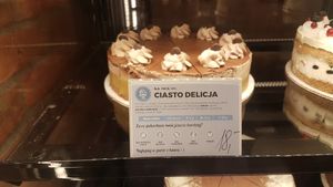 Vegan labled cake at Fit Cake Krakow Karmelicka in Krakow