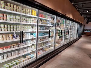 Refrigerated vegan section at The Bridge in Zurich