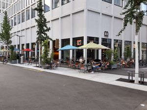 Outdoor seating at The Bridge in Zurich