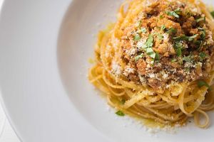 "Vegetable Bolognese"
Hearty bolognese sauce made with chickpeas, mushrooms, and various vegetables. Macadamia nut powder lends a depth of richness to the sauce.  at All Day Dining ORIGAMI in Tokyo
