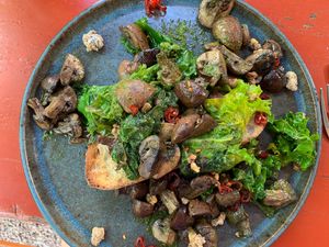 Mushrooms on toast at Cafe in the Park in Rickmansworth