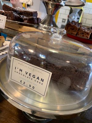 One of the rotating vegan cake options at Cafe in the Park in Rickmansworth