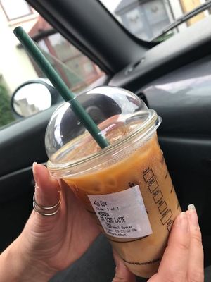 Oat milk iced coffee at Starbucks in Belvedere